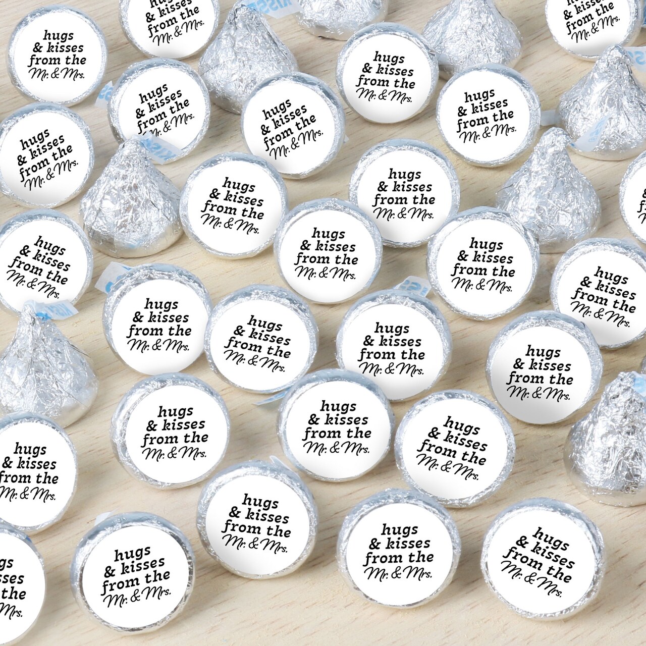 Big Dot of Happiness Black & White Wedding Candy Stickers, Mr & Mrs Wedding Guest Favors, Party Favor Labels, Small Round Candy Stickers - 324 Count